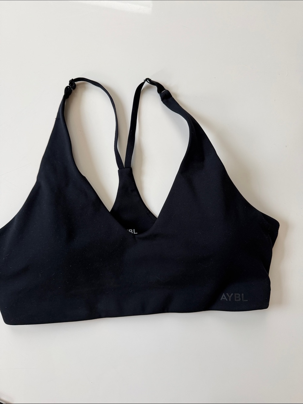 AYBL Black V-Neck Seamless Racerback Sports Bralette - Picture 2 of 7